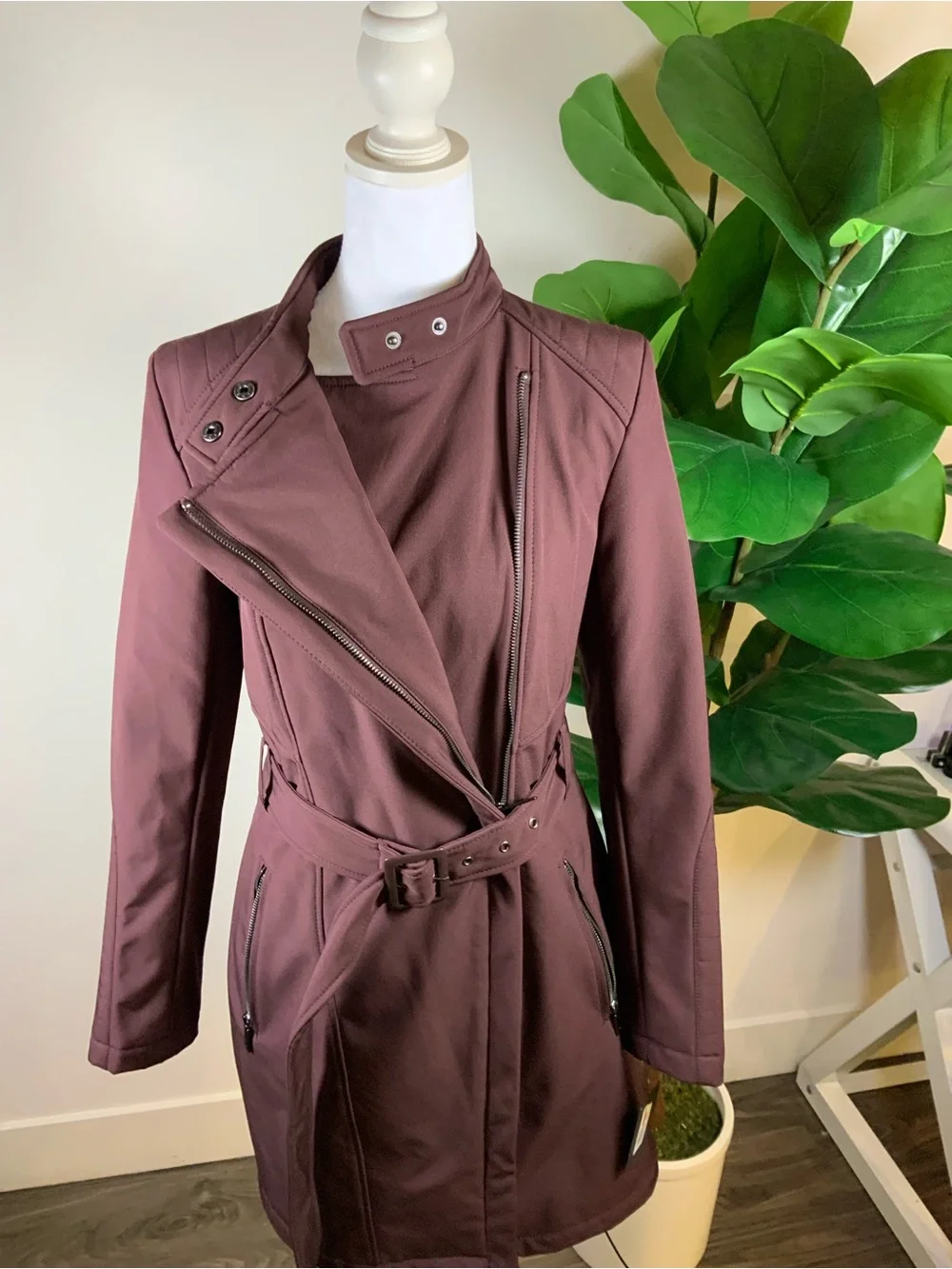 Kenneth Cole Mauve Belted Trench Coat